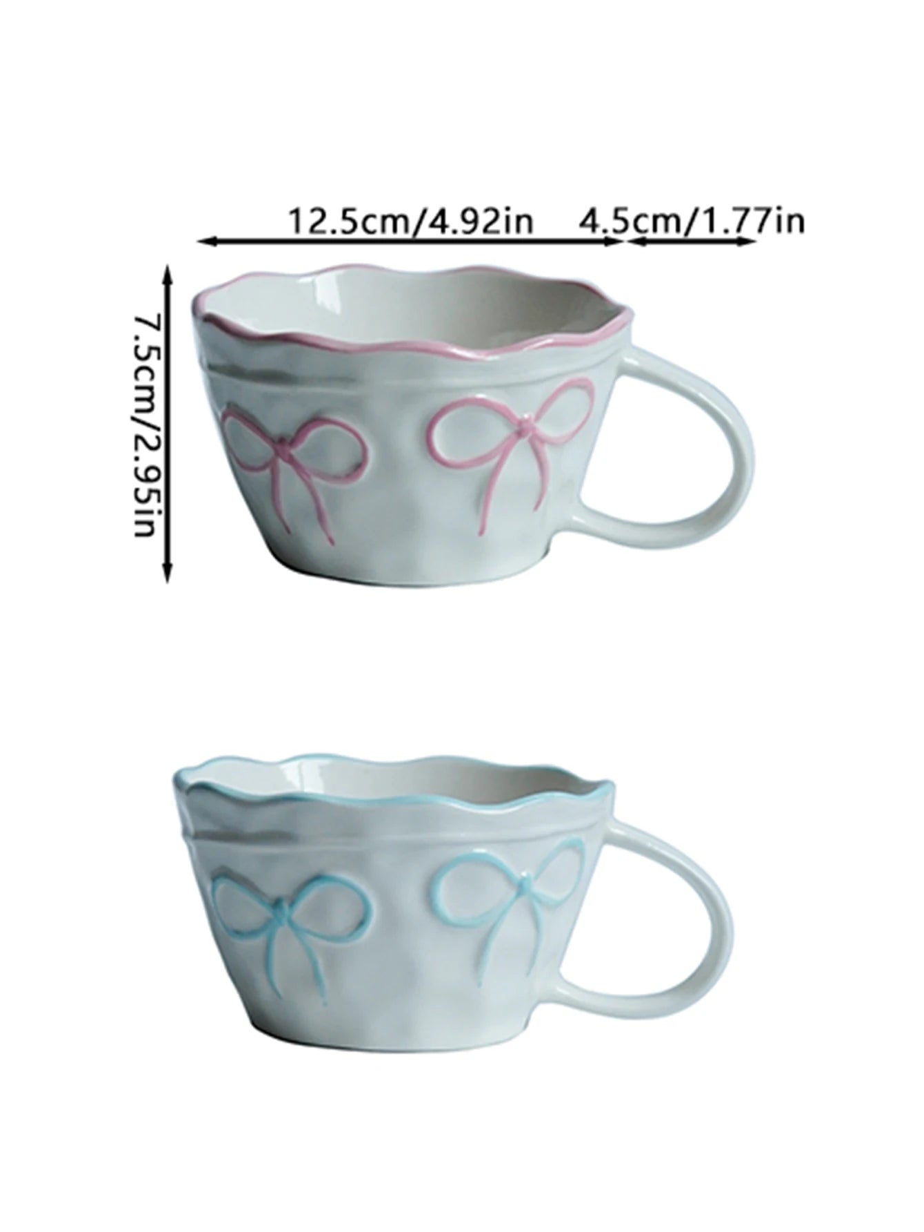 1Pc Ceramic Mug with Bowknot, Exquisite and Simple Design, Large Capacity Couple's Matching Mug, Suitable for Home Decoration, Home Drinking, Candlelight Dinner, Coffee Latte Art Cup, Holiday Gift, Exquisite Gift