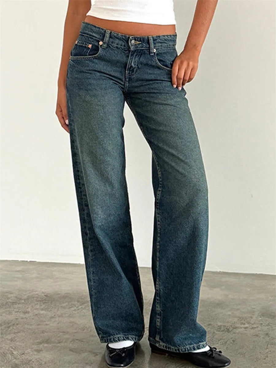 Women Wide Leg Jeans Casual High Waist Baggy Boyfriend Denim Pants Y2K Straight Streetwear Jeans Mom Jeans Trousers