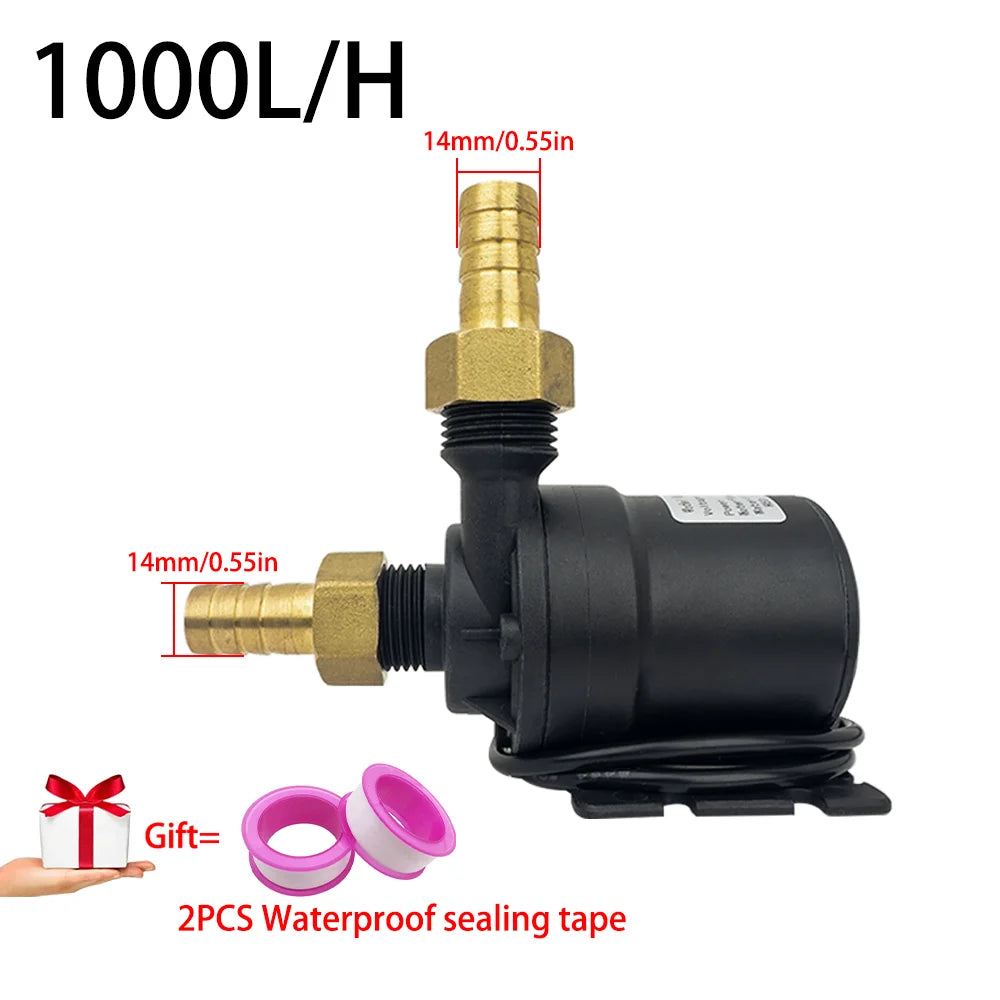 DC12V Brushless Motor Water Pump, DC24V 1000L/H, 8M Head 1/2" Submersible Pump, Fountain Water Heater, Shower Booster Pump, IP68