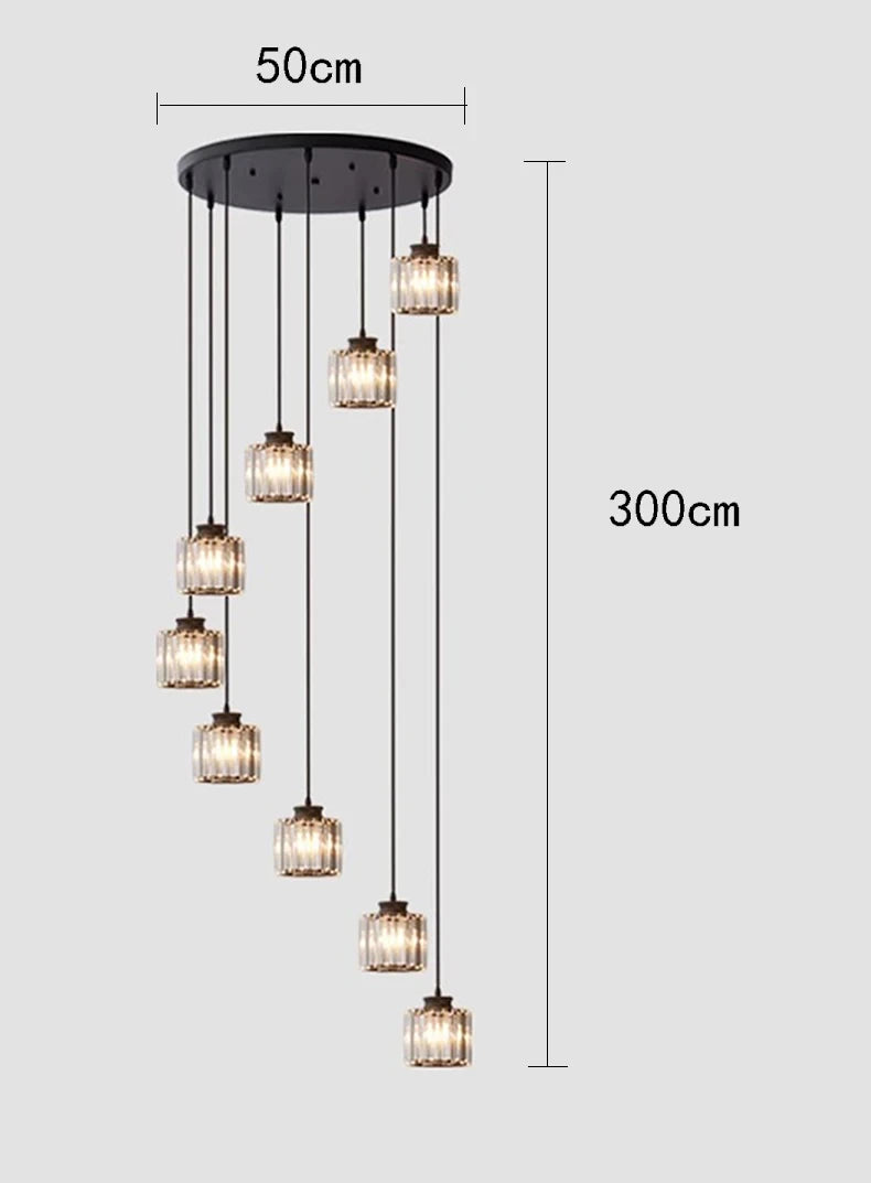 Staircase Pendant Lamp Modern Light Luxury Crystal Lamp Simple Living Room Lamp Duplex Hotel Lobby Interior Decoration Lighting