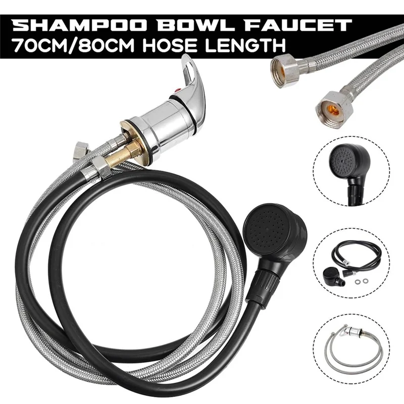 ABKS-Water Faucet Set, Salon Shampoo Bowl Faucet And Sprayer Kit With Sprayer Hose, Home Salon Spa Hot Cold Mixer