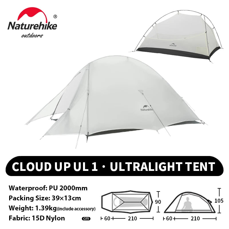 Naturehike Cloud Up 1 Upgraded Tent Ultralight Camping Tent Waterproof Outdoor Hiking Travel Tent Backpacking Cycling Tent