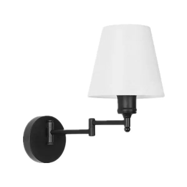 LED American Wall Lamp Folding Swing Arm US EU Plug Switch Fabric Bedroom Bedside Living Room Study Stairway Aisle Plug Light