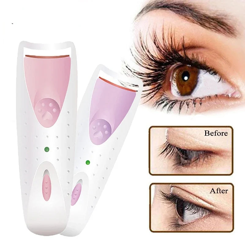 1pc Electric Heated Eyelash Curler with Eyelash Card Makeup Eye Lashes Curler Tools Longlasting Eye Lash Perm Eyelashes Clip