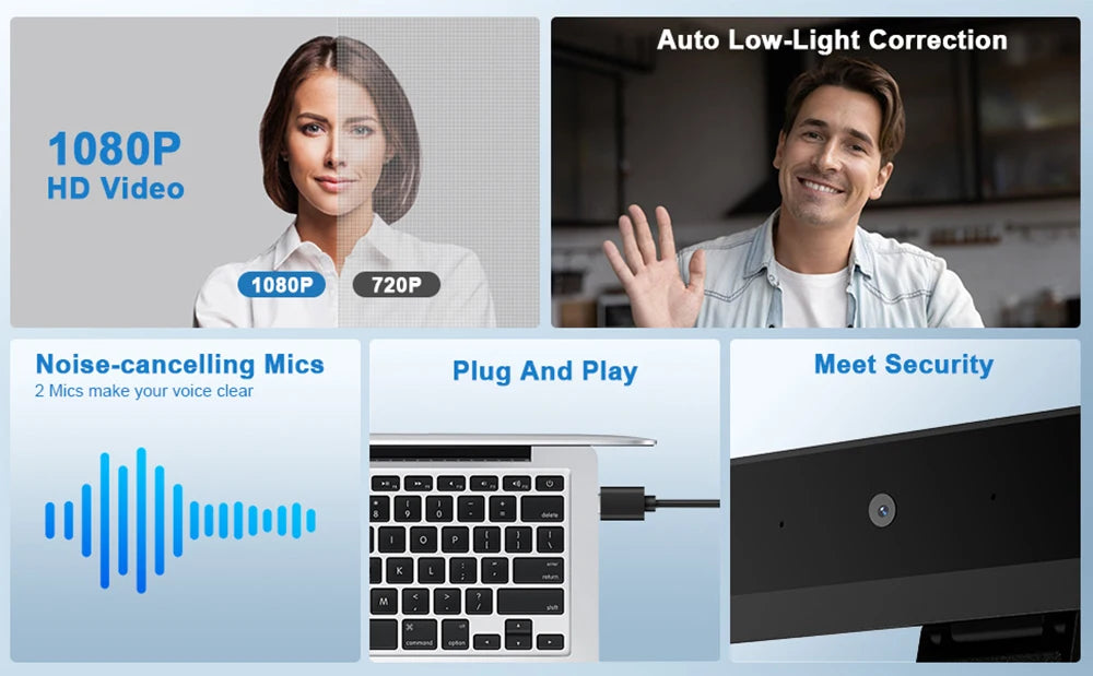 HD 1080P Web Camera USB Web Camera with Microphone Autofocus Camera PC Computer Laptop Live Streaming Webcam for Video Calling