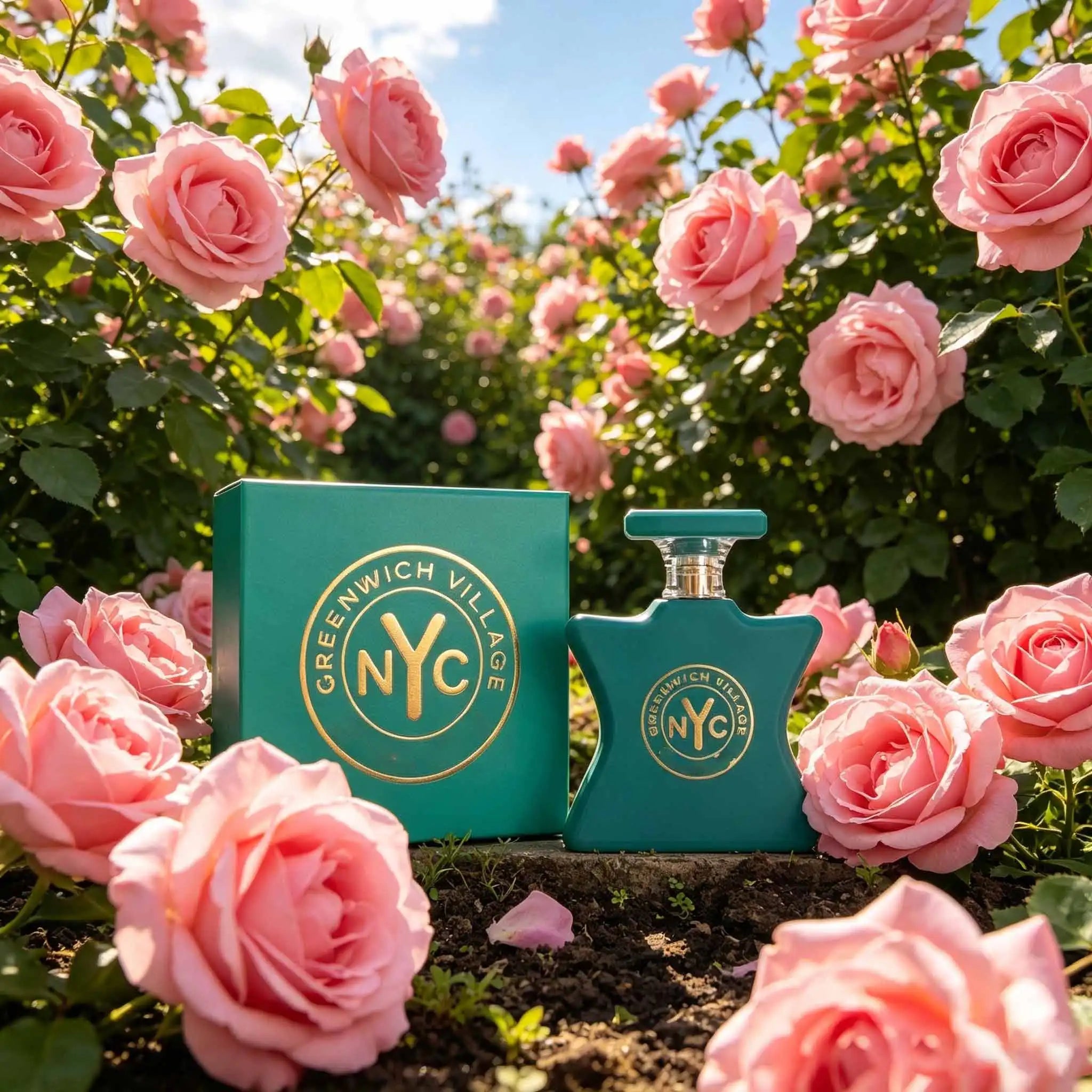 Greenwich Village unisex perfume, sweet lychee‑blackcurrant and tender white florals, long‑warm vanilla‑praline finish. Luxurious turquoise bottle with gift box, perfect premium gift choice.
