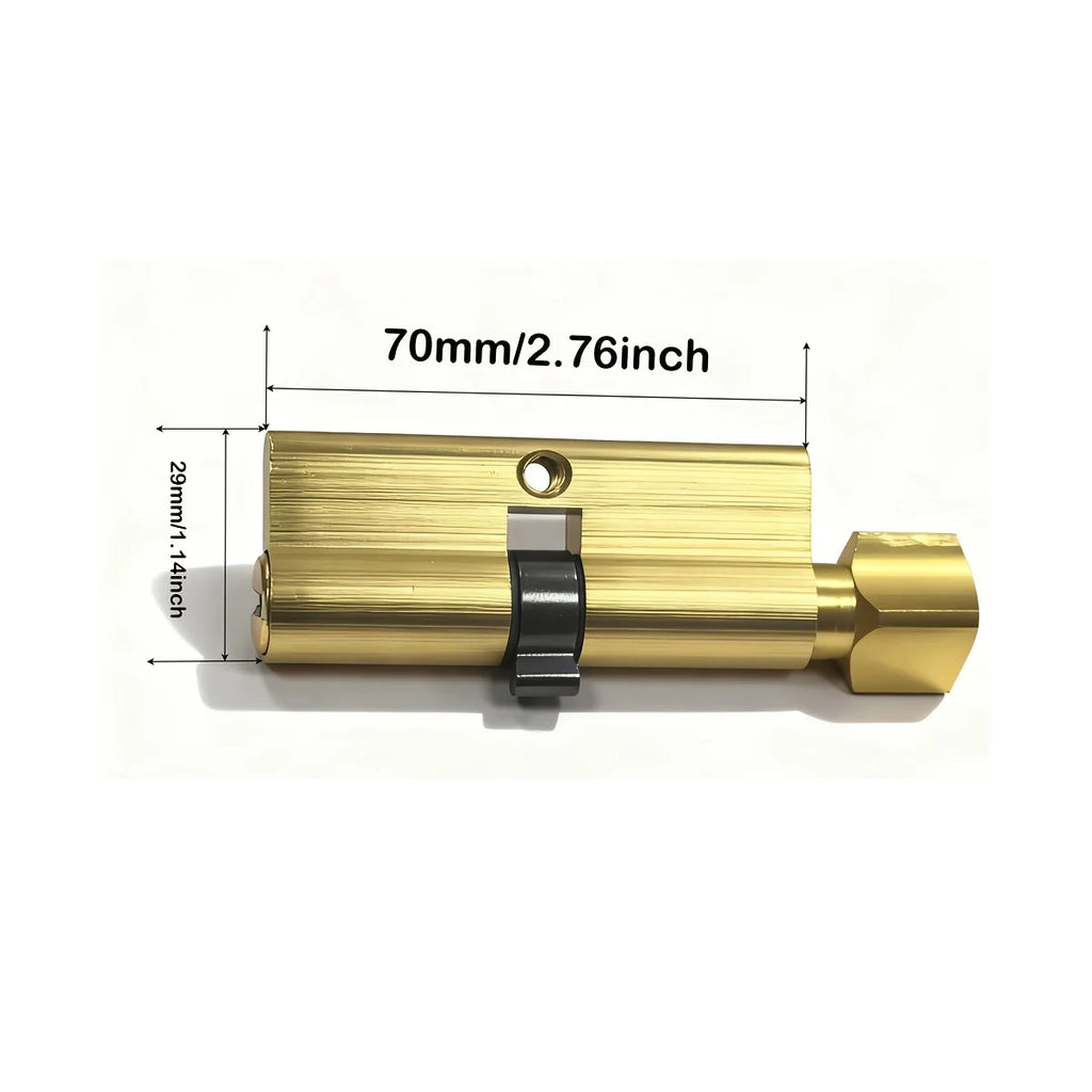 1Pcs Door Handle Lock Cylinder, Door Lock Cylinder with 3 Keys, Gold Anti-Rust and Corrosion-Resistant Brushed Finish. Includes Dimensions 70/2.761.14Mm/Inch Metal Door Handle Lock Cylinder. Door Lock Replacement Parts, Heavy