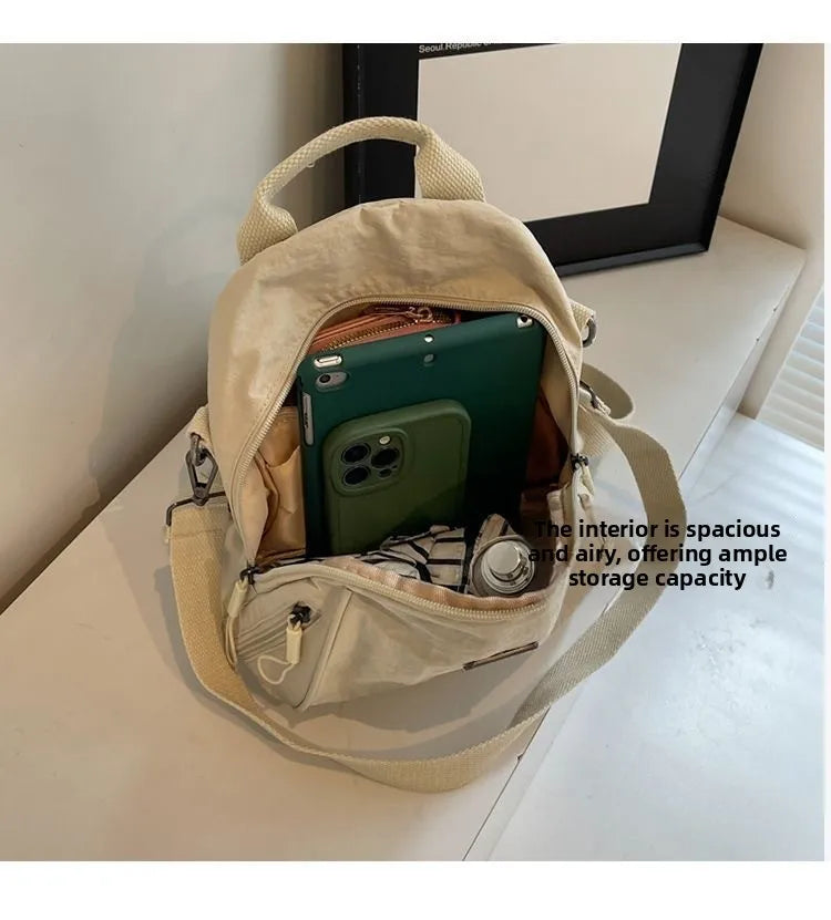 Multi Functional Nylon Mini Backpack, Casual Convertible Crossbody Sling Travel Bag for Women Multi-Pocket Daily Outdoor Daypack