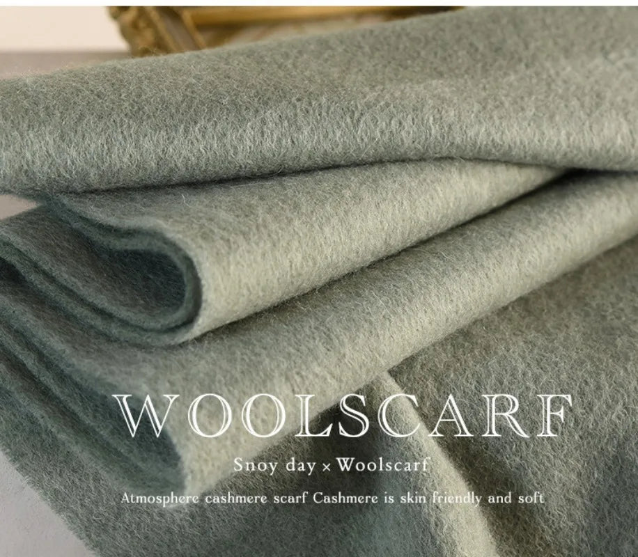 High Quality 100% Wool Muffler Classic Simple Solid Men Women Scarf Fall Winter Thick Casual Shawl Male Female Tassel Scarves