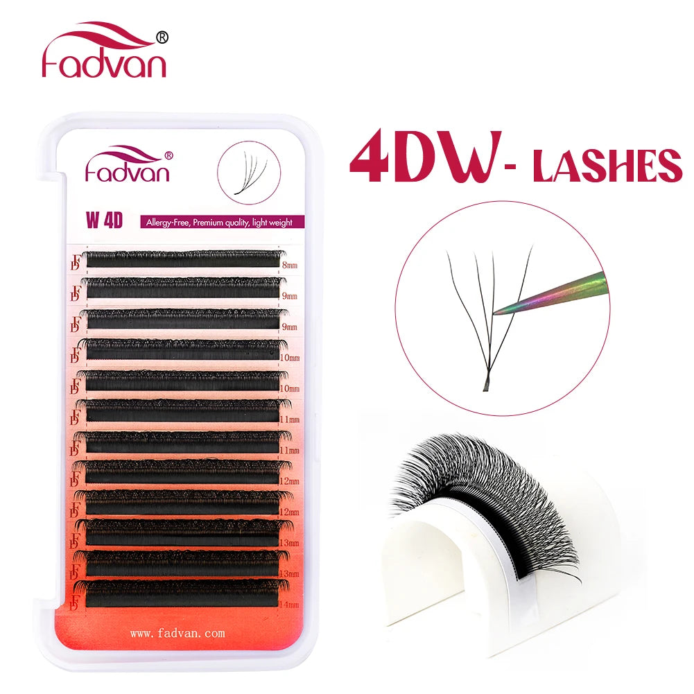 FADVAN W 3D 4D 5D 8-12/8-14mm Eyelashes Eyelash Extension W Shape C/D Curl Novelty Hybrid Volume Make-up Faux Mink Lashed