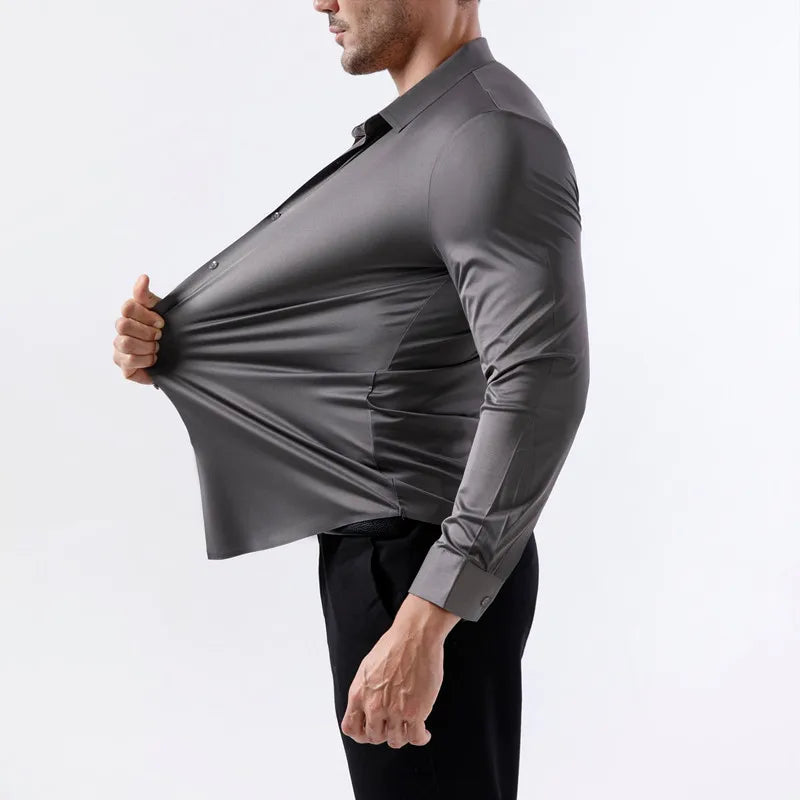 Premium Men's Ultra-Stretch Shirt - High-Quality Business Formal Long-Sleeve Shirt for Social and Casual Wear Spring 2025