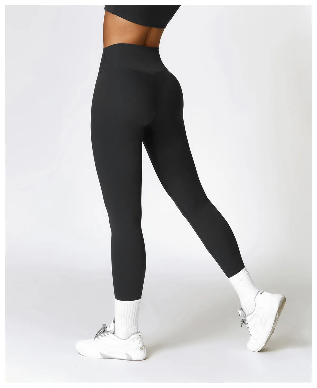 Women's High Waist Yoga Leggings Workout Pants Nylon Spandex Solid Gym Fitness Activewear