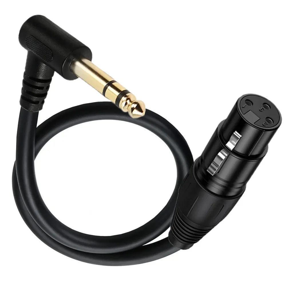 90-degree right-angle 1/4-inch TRS to XLR male balanced signal interconnect cable 1/4-inch to XLR female jumper cable 0.5 meters