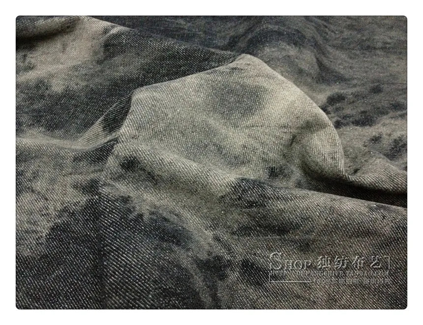 Fashion Tie-dye Black Denim Fabric By The Meter for Hats Clothing Skirts Sewing High-grade Thickend Jeans Needlework Comfortable