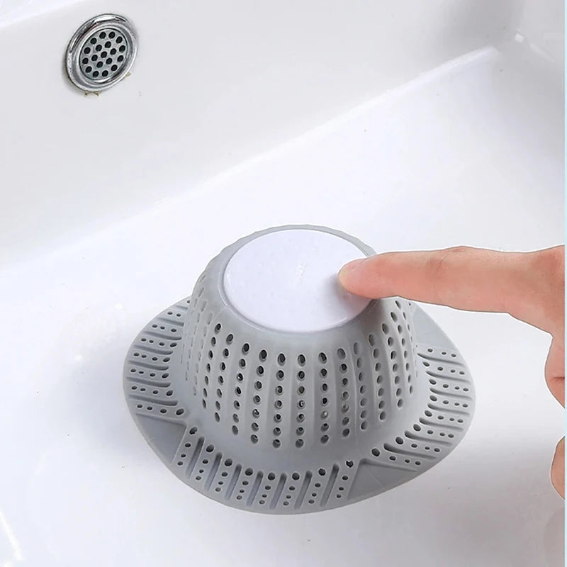 Anti-Clogging Filter Sewer Filter Net, For Shower, Bathtub, Sink Drain Trap, Silicone Collapsible Drain Protector,