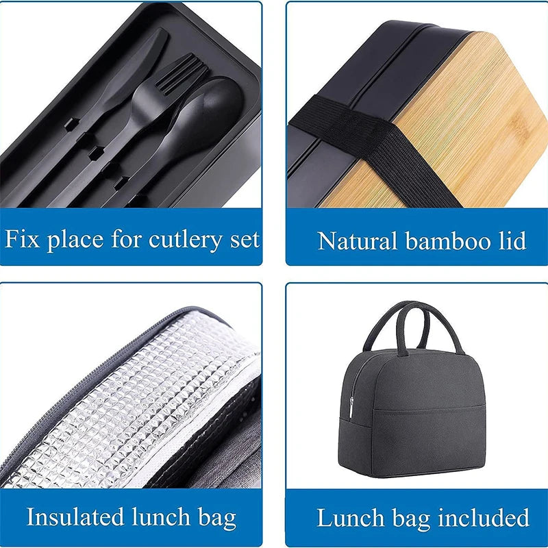 Stackable Bento Box with Utensils 1200ML All-in-One Meal Prep Compartment Lunch Containers Leak Resistant Lunch Box JT440