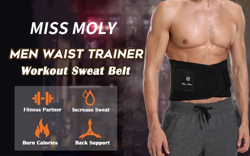 Men Body Shaper Waist Trainer Slimming Fitness Belt Weight Loss Fat Burning Sport Girdle Sweat Trimmer Workout Cincher Shapewear
