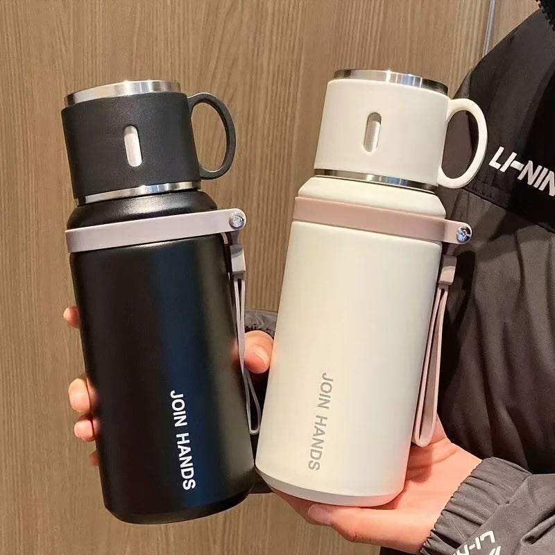 316 Stainless Steel Insulated Water Bottle with Cup Portable Vacuum Flask for Outdoor Activities Handheld Tumbler Keep 24Hr Cold