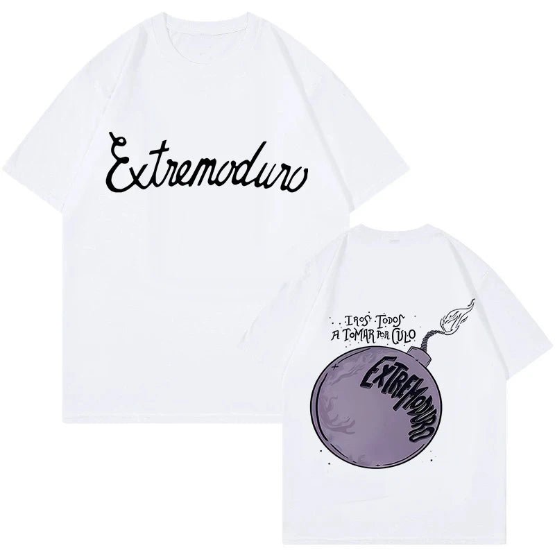 Unisex Fashion Rock Band Extremoduro Print Short Sleeve T Shirt Men Women Graphic Vintage T-Shirt Y2k Hip Hop Tees Tops Clothes