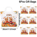 6pcs Happy Easter Large Gift Bags with Handles 25*30cm Plastic Tote Bags Cute Bunny Eggs Printed Treat Bags Easter Party Needs
