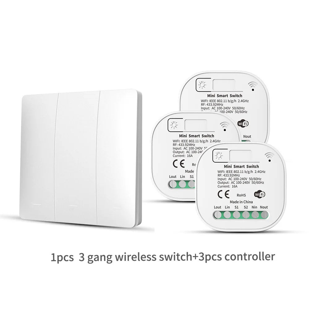 Outdoor Waterproof Smart Light Switch 1/2/3 Gang Tuya WiFi Self Powered No Battery Required with App & Voice Remote Control