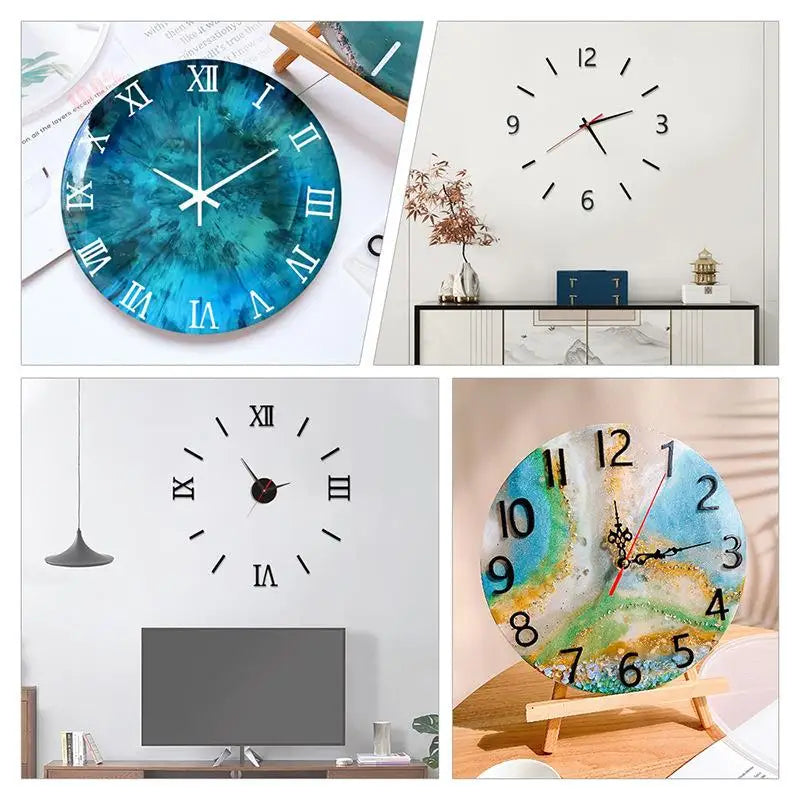 Round Clock Epoxy Resin Silicone Mold Arabic Roman Numbers Flower Leaf Clock Mould Wall Decor DIY Resin Crafts Casting Mold