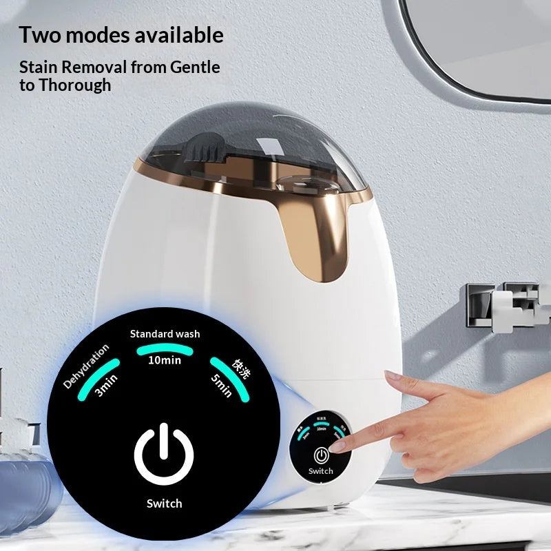 Portable Mini Washing Machine Semi Auto Blue Light Sanitize Mini Washer Spin Dryer Compact Dorm Travel Underwear Socks White
