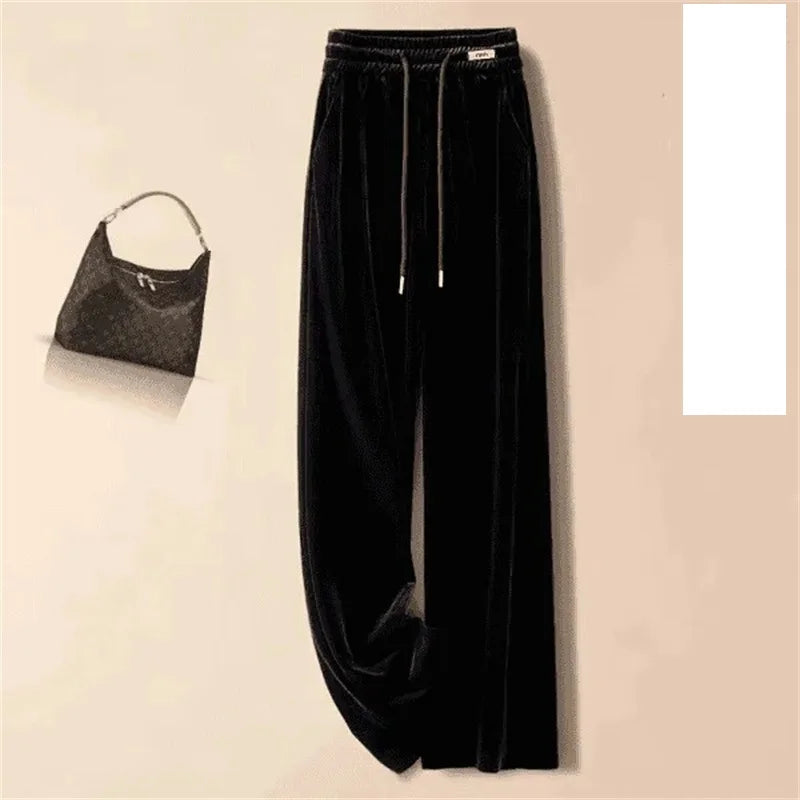 Velvet 2025 High Waist Gold Velvet Casual Pants Winter New Women's Pants Straight Pants Velvet Women's Pants