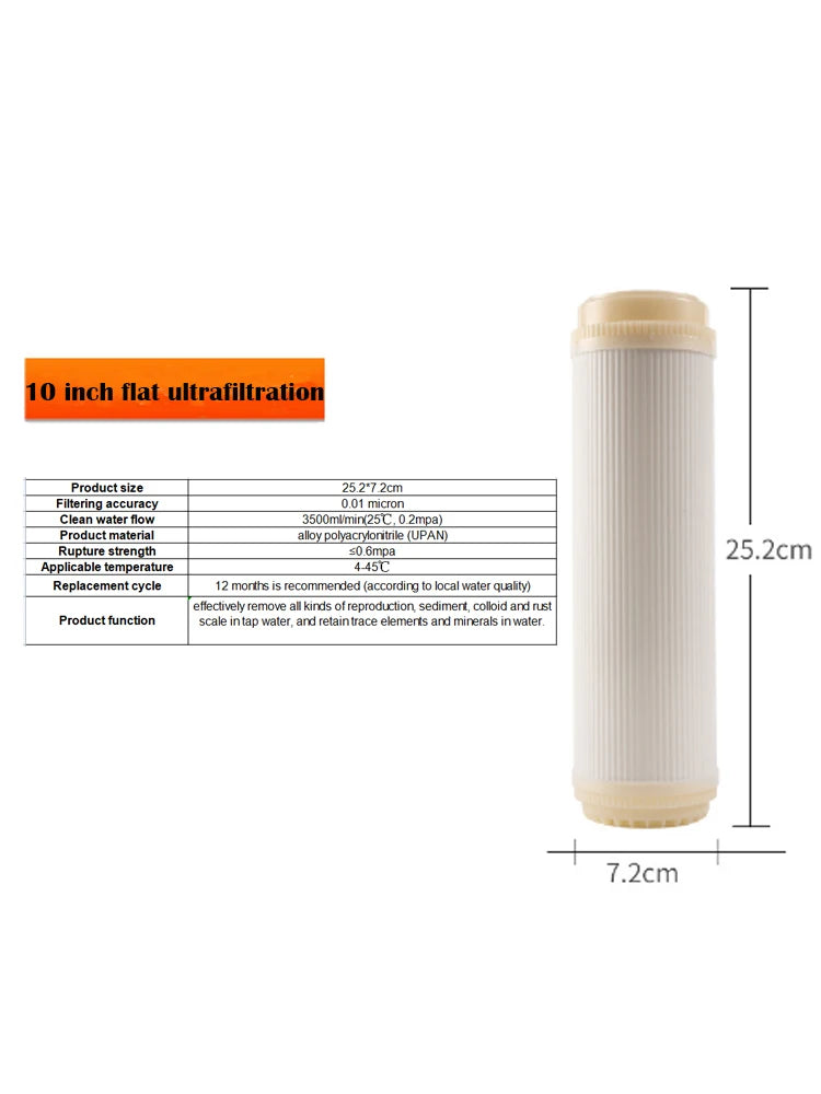 10 inch/1812 ultrafiltration membrane filter element household water purifier flat socket hollow fiber 0.01 micron UF membrane