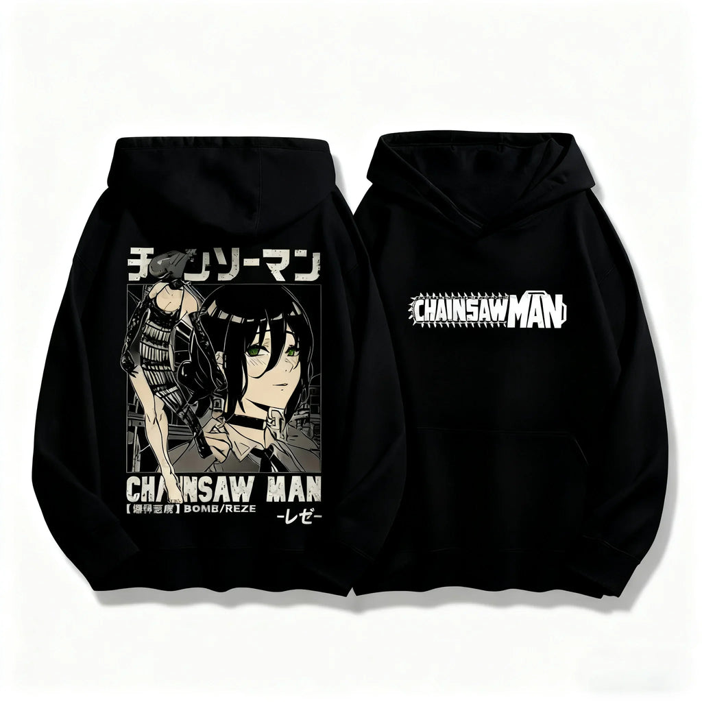 Autumn Winter Sweatshirt Chainsaw Man Reze Hooded Men Women Oversized Y2k Unisex Fleece Warm Pullovers Hip Hop Women Hoodie Top