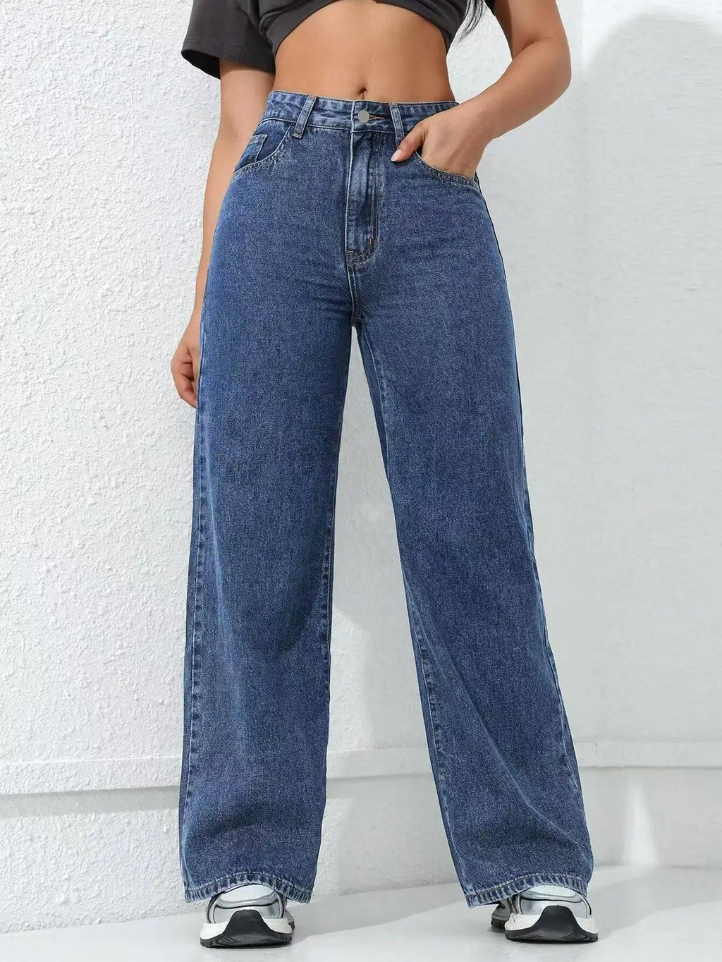2026 New American Fashion Women's Loose Casual Wide Leg Straight Denim Jeans Baggy Streetwear Pants All Season Trousers
