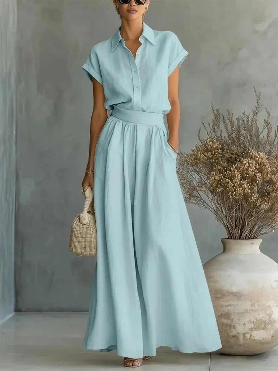 2026 New Summer Women's Pants Set Solid Color Slimming Style Elegant Fashionable Comfortable Simple Retro And Commuter Pants Set