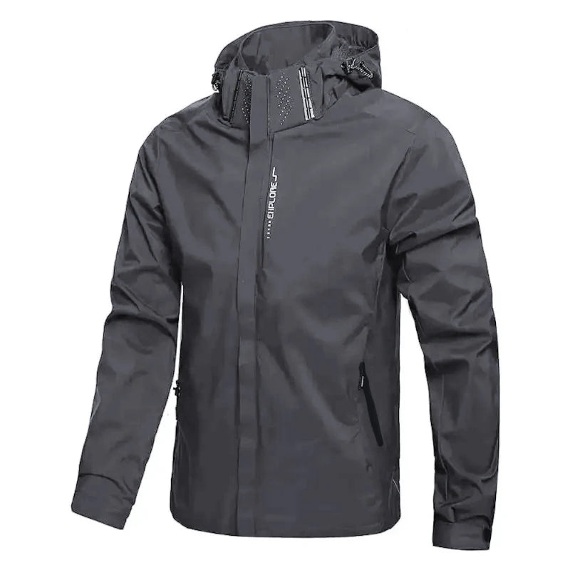Mens Outdoor Waterproof Windproof Hooded Jacket Lightweight Cycling and Hiking Rain Coat Durable Work Wear Climbing Outerwear