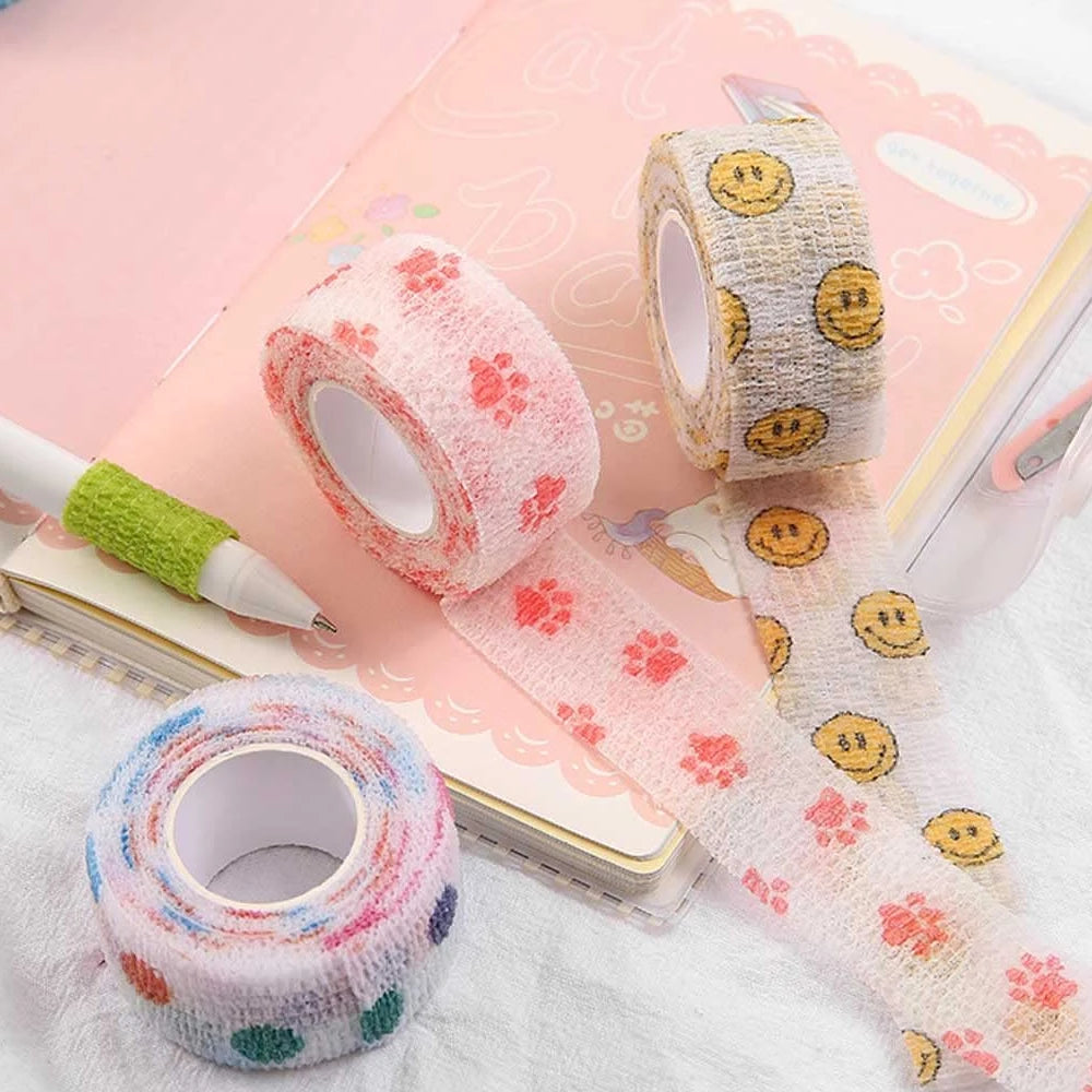 5Pcs/Lot 2.5cm Wide Colorful Athletic Wrap Tape Self Adhesive Elastic Bandage Elastoplast Sports Protector Wrist Finger Ankle