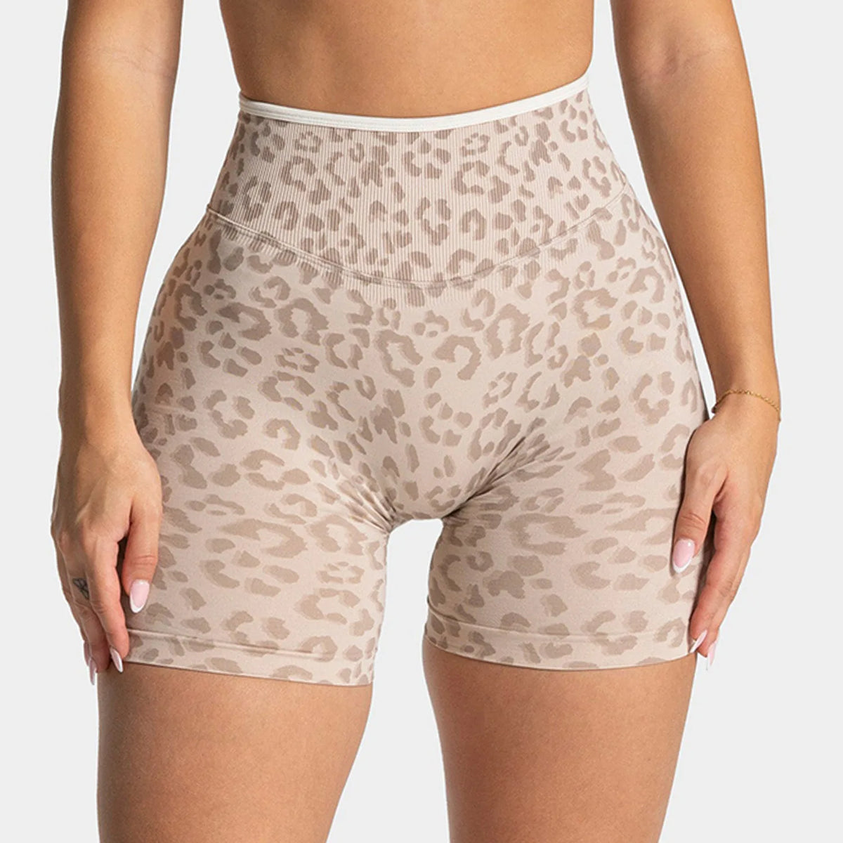 Women High Waist Leopard Print Yoga Shorts Tummy Control Butt Lifting Sports Shorts OuterWear Running Fitness Workout Yoga short