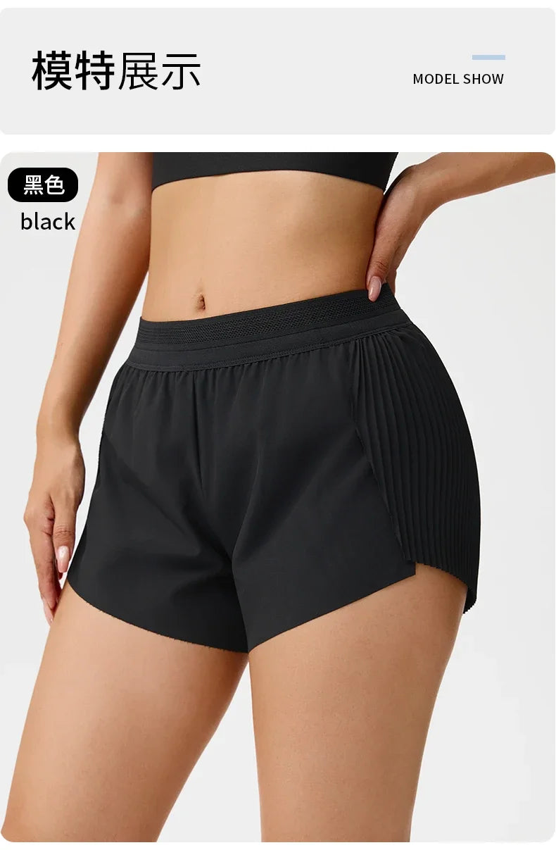 Breathable Fitness Shorts Women's Summer Cooling Tennis Yoga Pants Hidden Pocket Quick-drying Sports Fitness Shorts