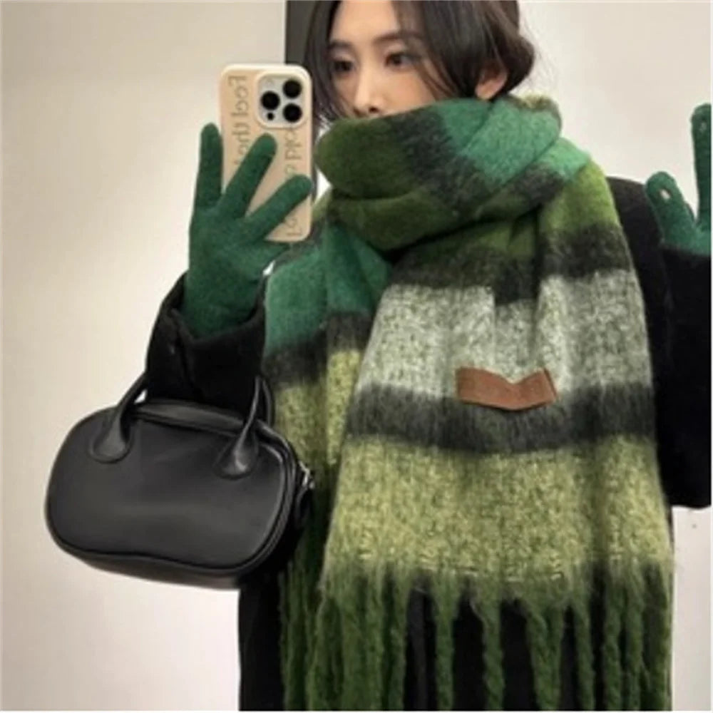 50X200cm Maillard Premium Atmosphere Scarf Women's Winter 2025 New Korean Version Versatile Thickened Mohair Scarf Warm