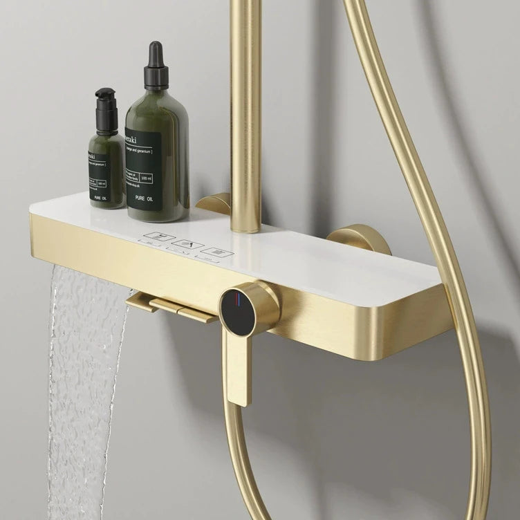 Wall Mounted Piano Digital Bathroom Shower Set 12 Inch Rainfall Shower Head Copper Bathroom Faucet Hot Cold Piano Shower System