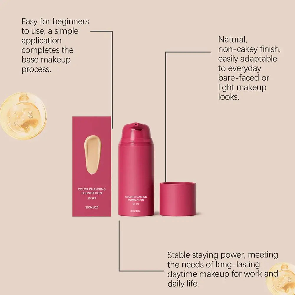 Natural Temperature-Adaptive Color Correcting Foundation Long Lasting Brightening Clear Base Makeup Even Skin Tone Face Makeup