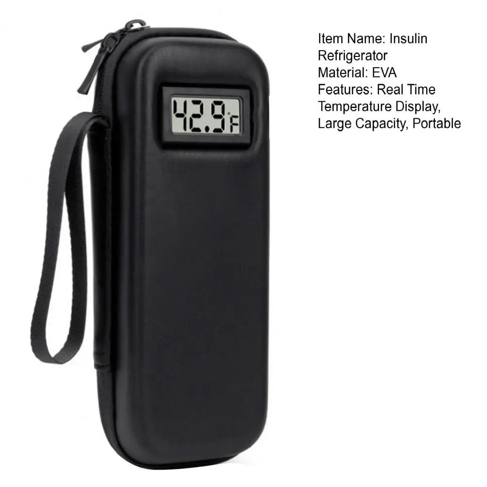 Insulin Refrigerator with Digital Temperature Display, Portable Insulin Cooler with 2 Long-Lasting Ice Packs for 8-12 Hours Cool