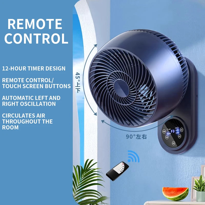 Electric fan, small household wall-mounted air circulation wall fan, kitchen and bathroom punch-free wall-mounted fan