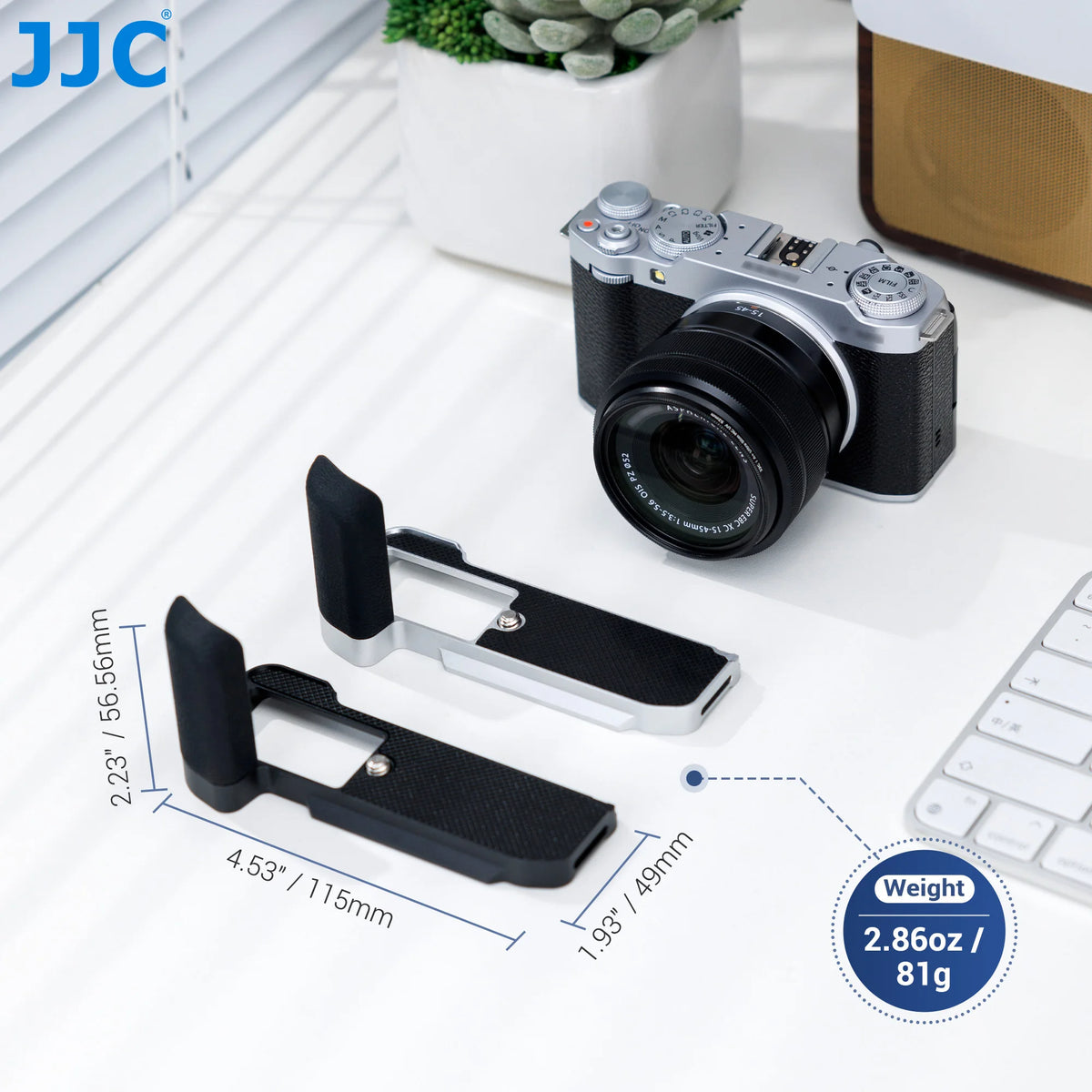 JJC X-M5 L-Shape Metal Hand Grip Handgrip for Fufilm Film X-M5 XM5 Camera With Arca Swiss Quick Release Plate Silicone Handgrip