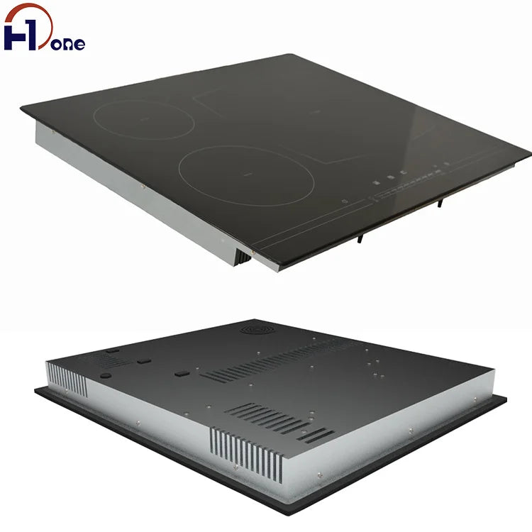Knob Control Ceramic Black Glass Half-Bridge Drive Copper Coil 2 Zone Built-In Induction Stove