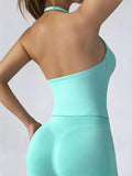 Seamless Halter Workout Tank Top for Women Backless Longline Yoga Top Gym Fitness Activewear Body Shaping Sportswear