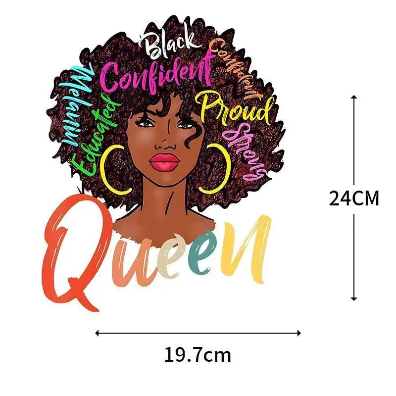 Fashionable Black Girl Heat Transfer Printed Stickers DIY Women's T-shirt Sweatshirt Decoration Heat Transfer Personalized Print