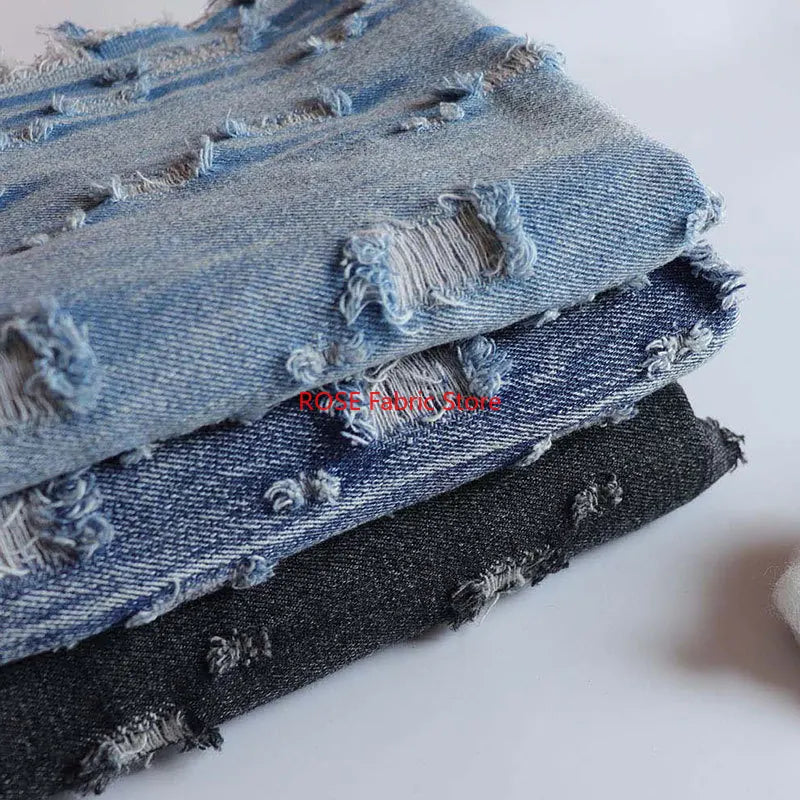 High-quality Vintage cotton ripped denim For Jeans, jackets, skirts, bags, upholstery, crafting, designer fabrics