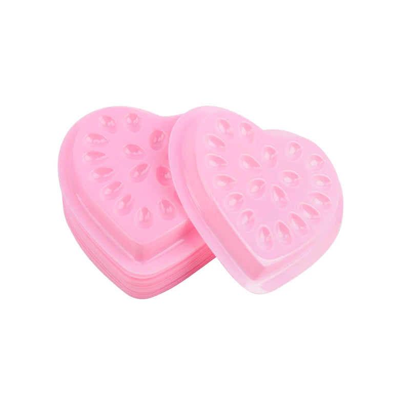 100 pcs Disposable Pvc Heart Shape Flower Holder Sticker Lash Glue Adhesive Pallet For Women Eyelash Extension Makeup Tools