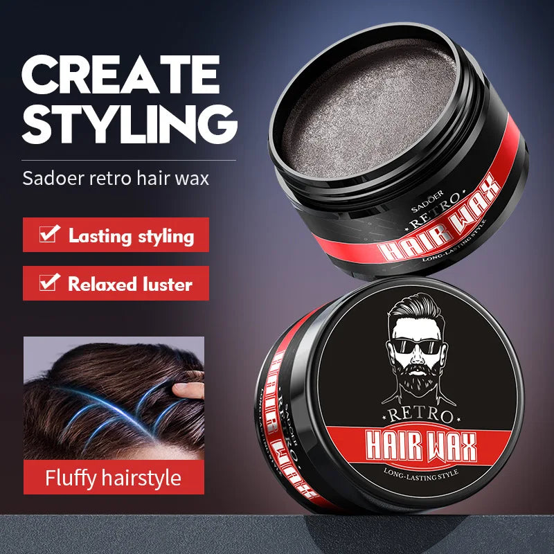 100g Men's Retro Hair Wax for Strong Styling and Natural Volume, Rich in Ginseng Root Extract, Keratin and Other Ingredients, with a Fresh Texture That Is Not Sticky, Easy to Clean, and Can Be Applied Gently to the Hair to Pr
