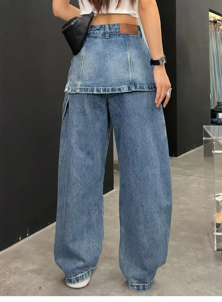 Women Jeans Autumn 2025 New Fashion jeans Pocket patchwork asymmetry Design Long Trousers Women's Clothing Cotton thin pants