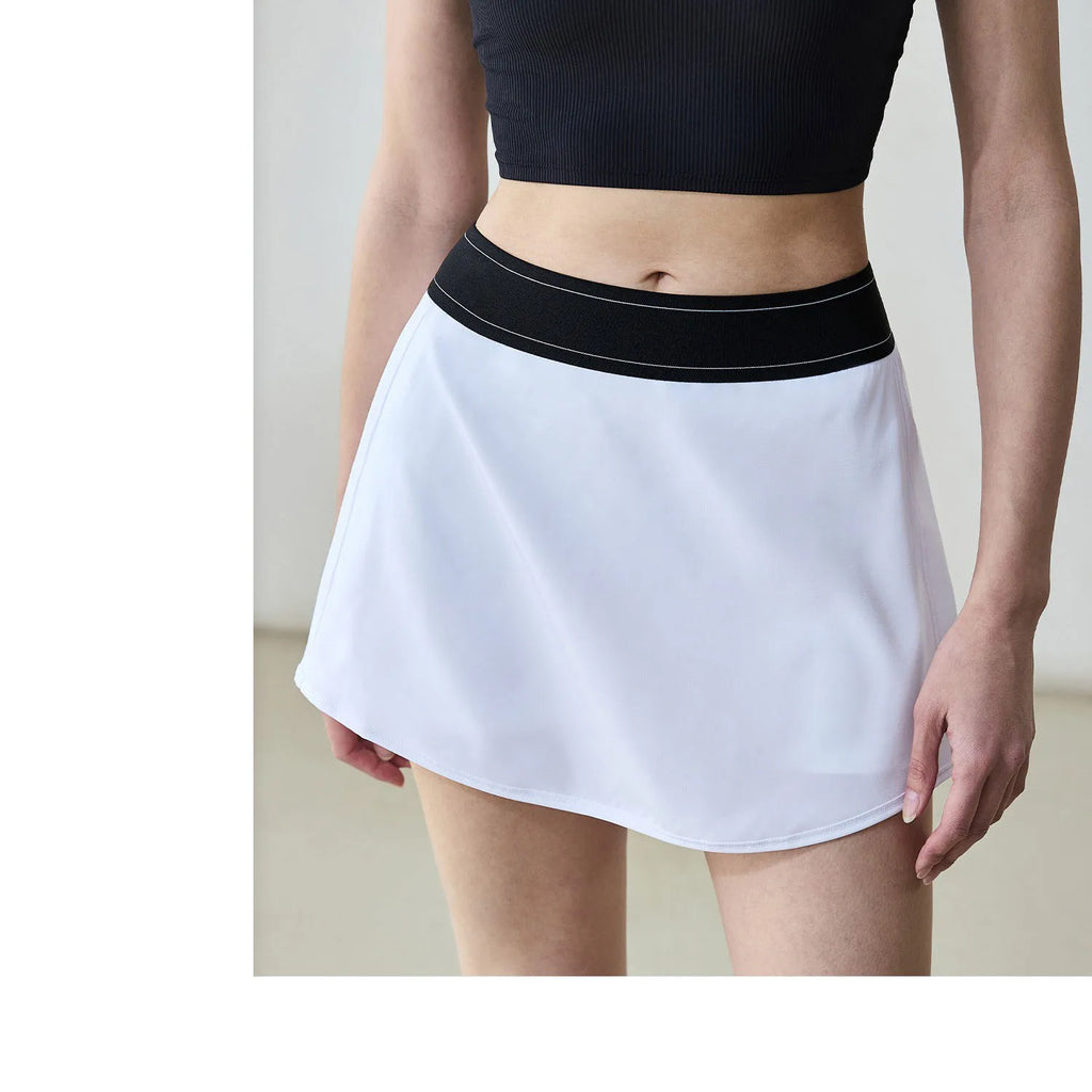 Two Pieces Tennis Skirts Breathable Sun-Proof Slim Fit Casual Yoga Skorts With Shorts&Pockets 2 In 1 Golf Badminton Skirts